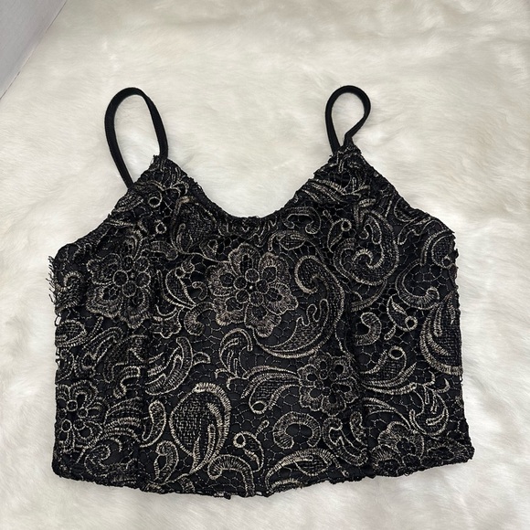 Charlotte Russe Tops - Charlotte Russe  black and bronze crop top size small